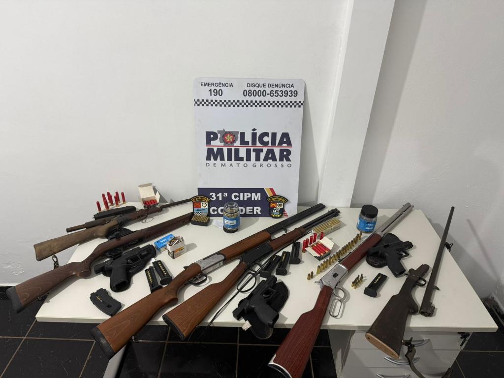  Patrulha Rural prende cinco homens e apreende nove armas de fogo em Colíder