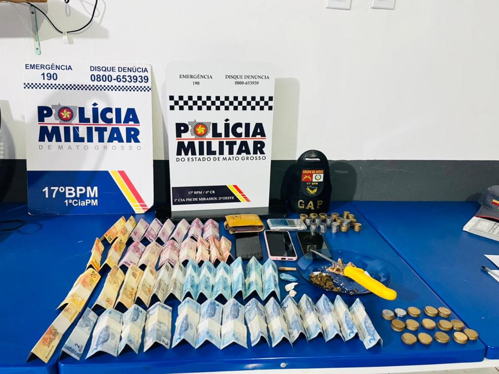  Polícia Militar detém quadrilha com porções de pasta base de cocaína e R$ 1,4 mil em dinheiro