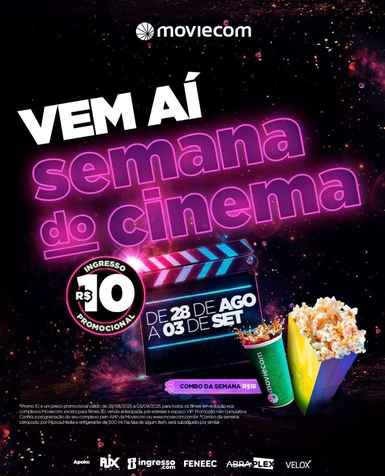  Semana do cinema começa nesta quinta-feira (28) com ingressos a R$10 no Shopping Sinop